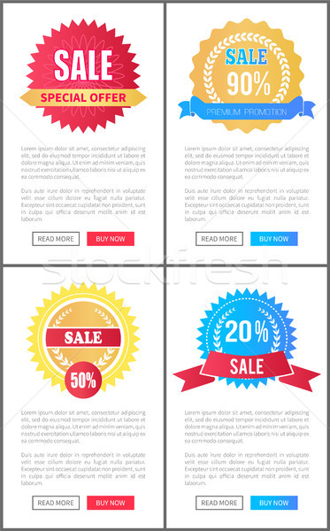 Sale Special Offer Round Labels on Web Posters Set Stock photo © robuart