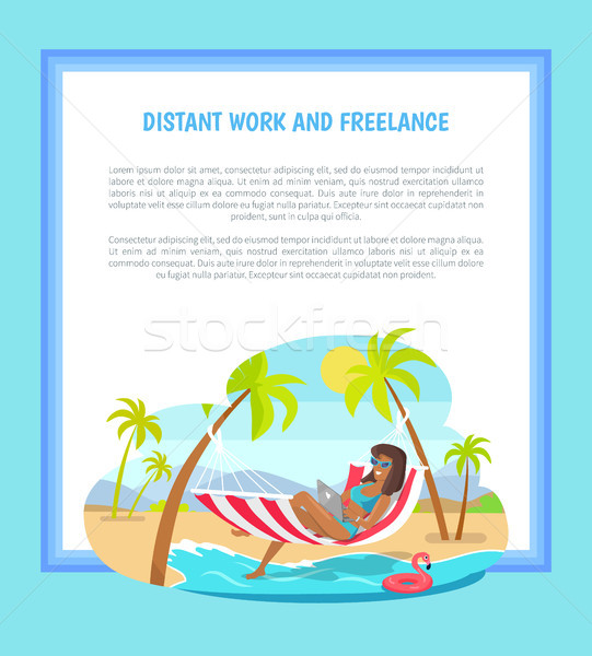 Distant Work and Freelance Web Poster Woman Lying Stock photo © robuart