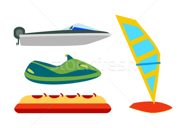 Water Transport and Equipment Cartoon Icons Set Stock photo © robuart