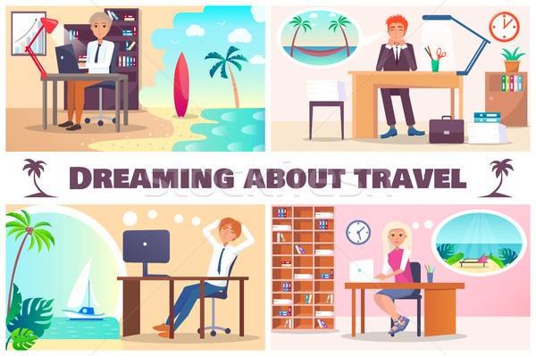 Dreaming About Travel Color Vector Illustration Stock photo © robuart