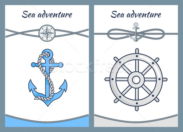 Sea Adventure Color Posters, Vector Illustration Stock photo © robuart