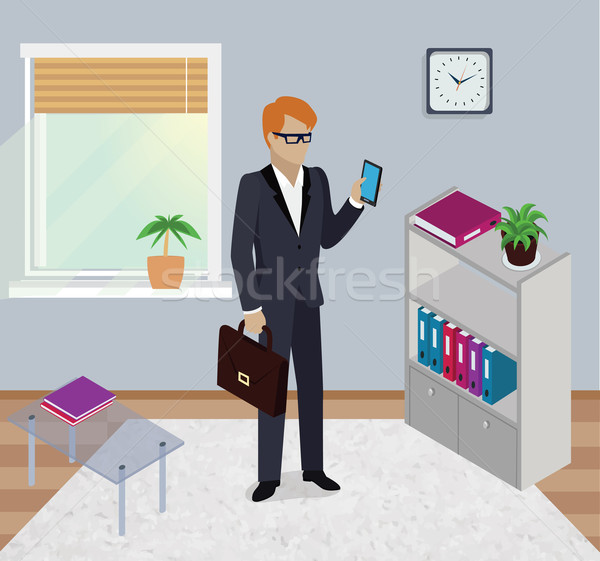 Hombre trabajo de oficina diseno interior 3D hombres Foto stock © robuart