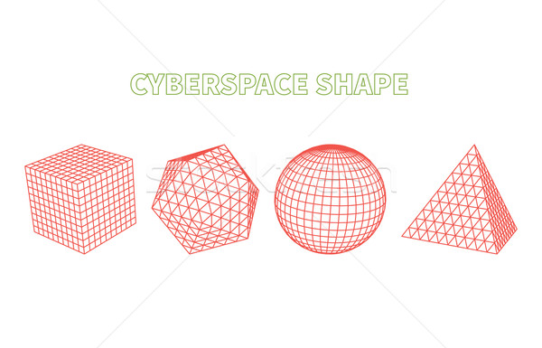 Abstrakten Cyberspace Netz Landschaft geometrischen Formen Stock foto © robuart