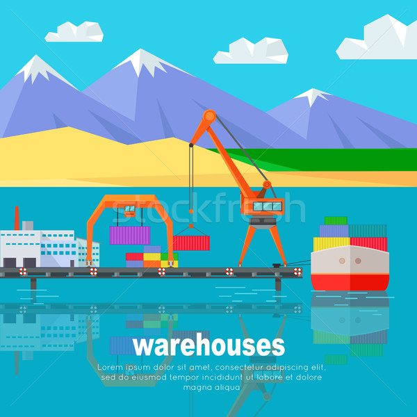 Stockfoto: Schip · wereldwijd · magazijn · logistiek · container · scheepvaart