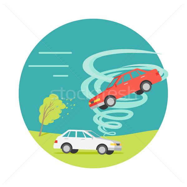 Tornado Twisted Car, Ruined Everything. Vector Stock photo © robuart