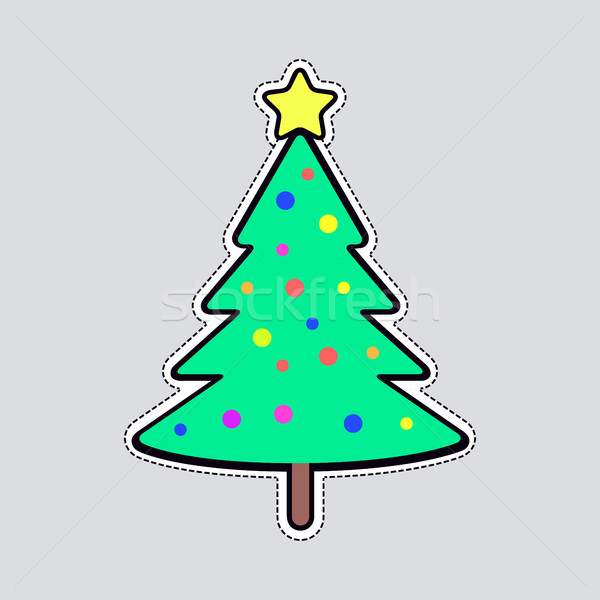 Christmas Tree with Bright Balls and Yellow Star Stock photo © robuart