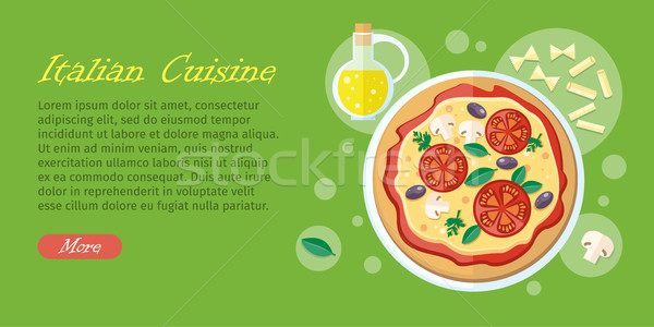 Cozinha italiana teia bandeira pizza tomates macarrão Foto stock © robuart