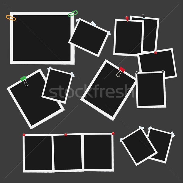 Empty Photo Frames Attached with Pins Vector Set Stock photo © robuart