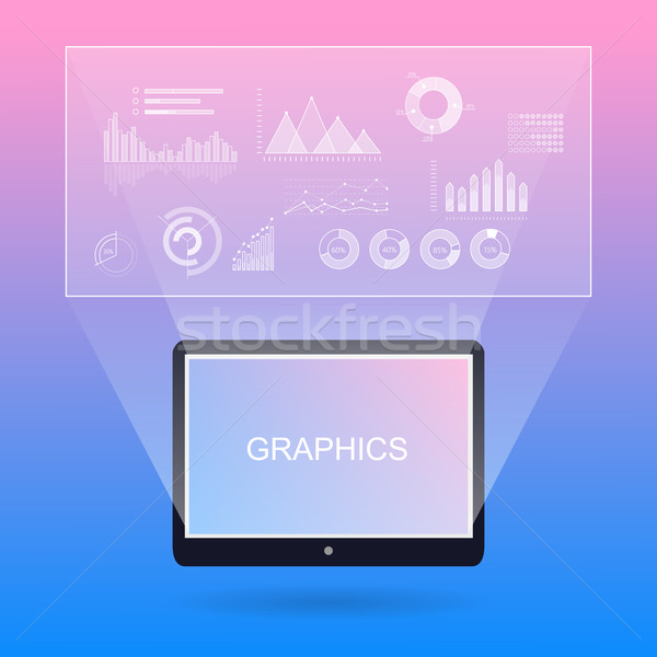 Graphic Diagrams and Tablet with Inscription. Stock photo © robuart