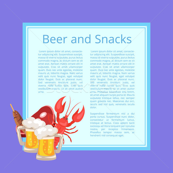 Beer and Snacks Poster with Tasty Refreshment Stock photo © robuart