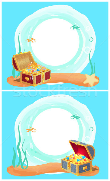Photo Frame with Mysterious Sea Treasures in Chest Stock photo © robuart