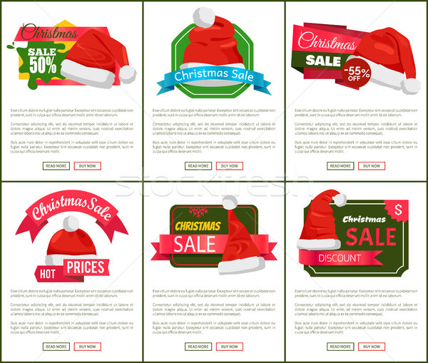 Discounts Tags Santa Claus hats Promo Labels Xmas Stock photo © robuart