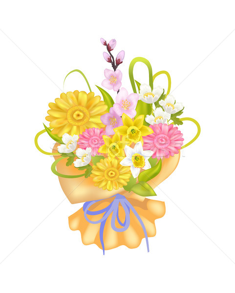 Attractive Bouquet with Varied Flowers, Color Card Stock photo © robuart