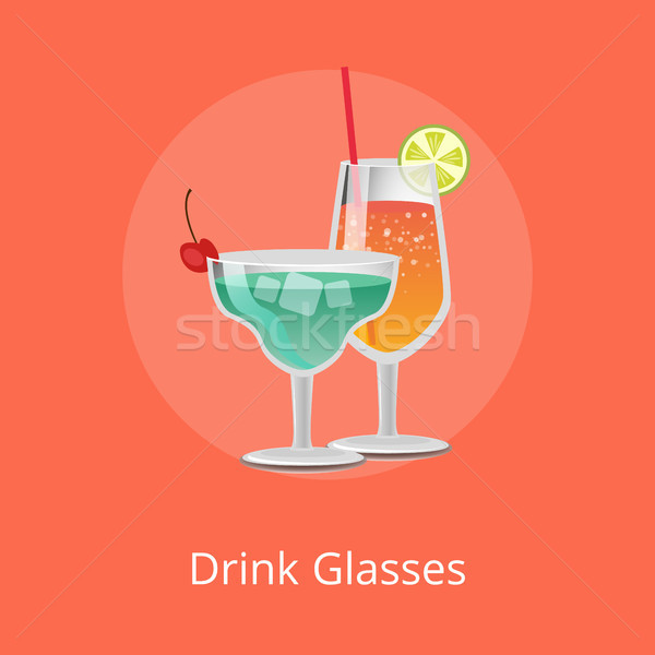 Ital szemüveg martini limonádé alkohol koktélok Stock fotó © robuart