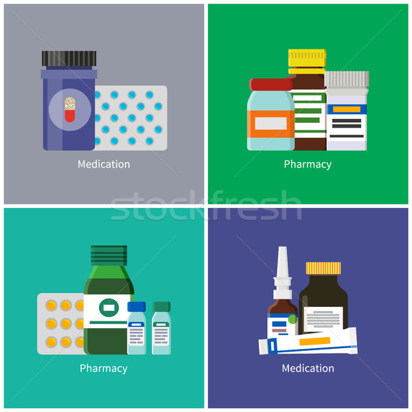 Medication and Pharmacy Set Vector Illustration Stock photo © robuart