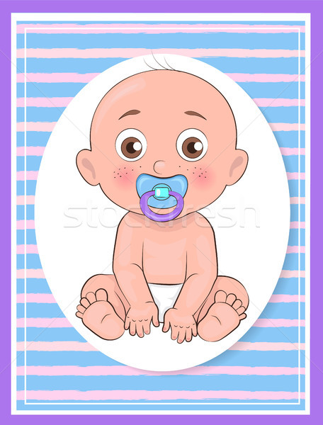 Menino cartaz recém-nascido criança chupeta vetor Foto stock © robuart
