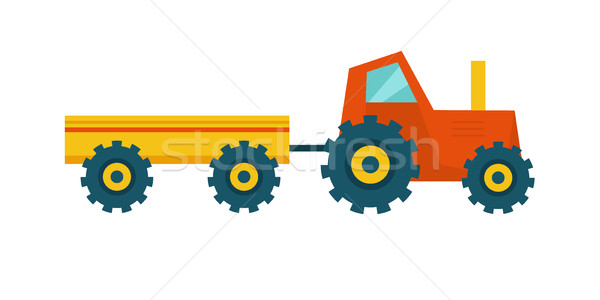 Stock photo: Tractor with Trailer Vector Illustration.