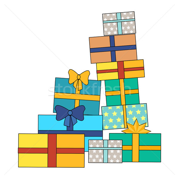 Stock photo: Pile of Colorful Wrapped Gift Boxes