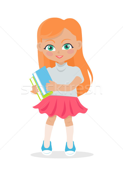 Girl with Books and Copybooks Isolated on White. Stock photo © robuart