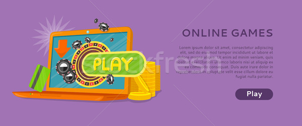 Online giochi banner laptop casino ruota della roulette Foto d'archivio © robuart