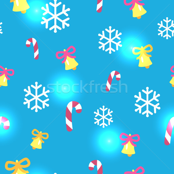 Seamless Blue Pattern with Christmas Decorations Stock photo © robuart