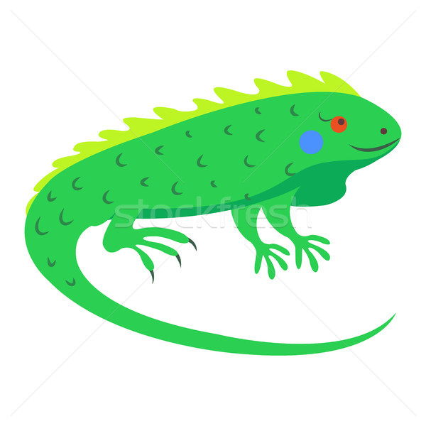 Cute Iguana Cartoon Flat Vector Sticker or Icon Stock photo © robuart