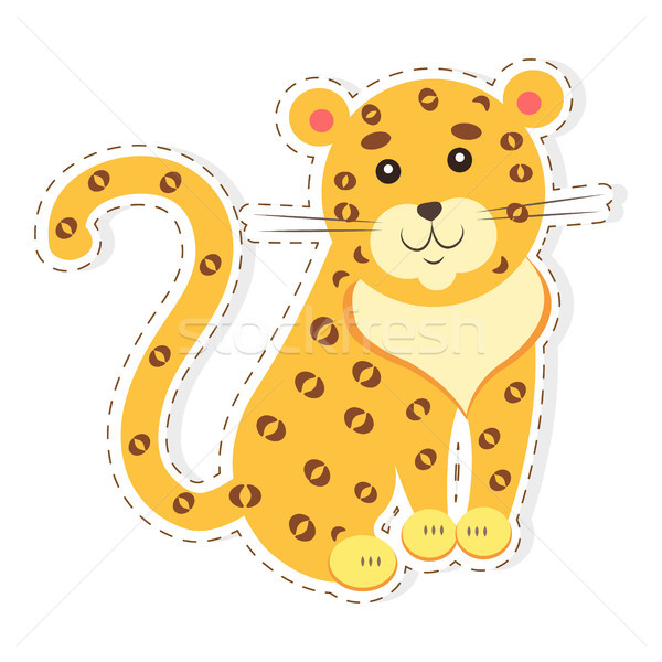 Cute Jaguar Cartoon вектора наклейку икона Сток-фото © robuart