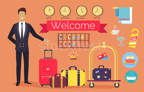 Welcome Hotel Services on Vector Illustration Stock photo © robuart