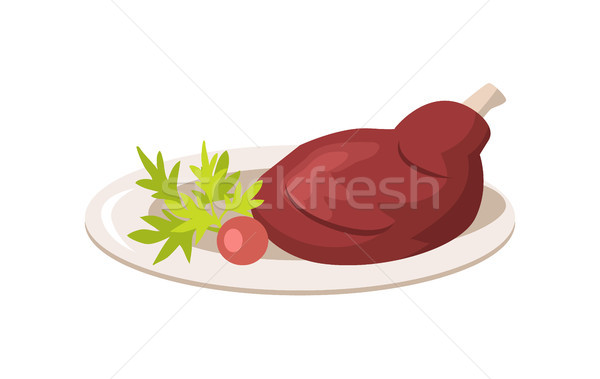 Plate with Meat and Vegetables Vector Illustration Stock photo © robuart