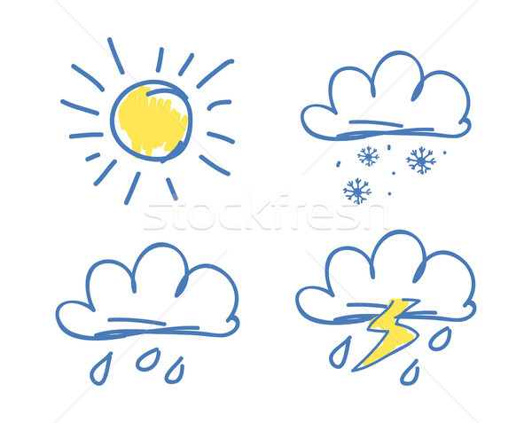 Weather Set of Icons on Vector Illustration Blue Stock photo © robuart