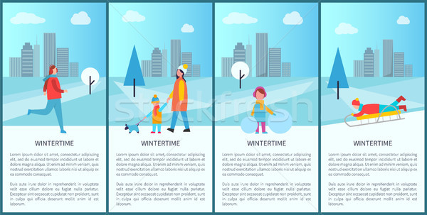 Wintertime Fun Set of Posters Vector Illustration Stock photo © robuart