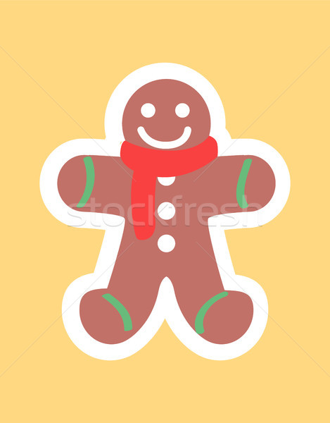 Gingerbread Boy Sticker in White Framing Vector Stock photo © robuart