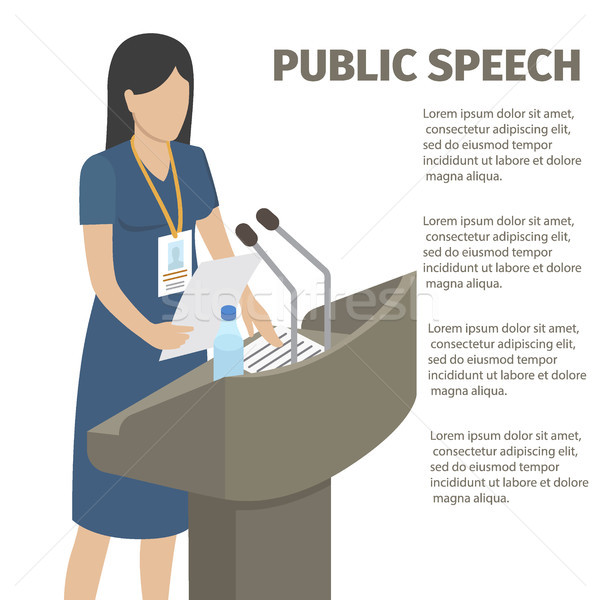 Stock photo: Public Speech From Grandstand with Microphones