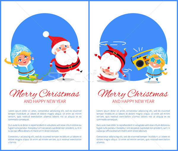 Merry Christmas Happy New Year Santa Snow Maiden Stock photo © robuart