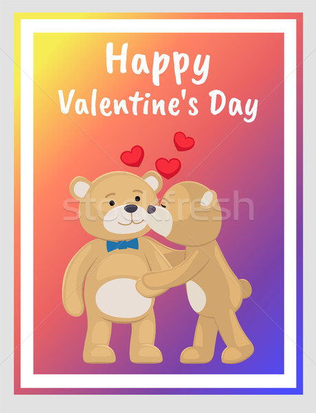 Teddy Bears Couple, Female Kisses Male in Cheek Stock photo © robuart