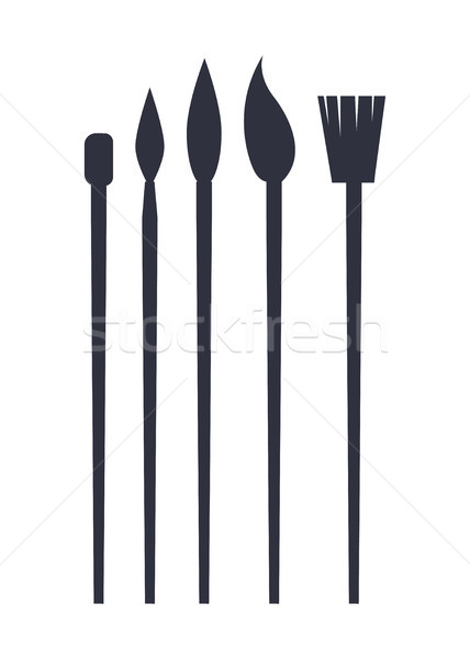 Different Brushes Silhouettes Set, Vector Banner Stock photo © robuart