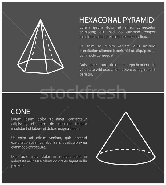 Hexagonal Pyramid and Cone Set Vector Illustration Stock photo © robuart