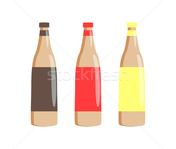 Bottles of Traditional Sauces For Hot-Dogs Set Stock photo © robuart
