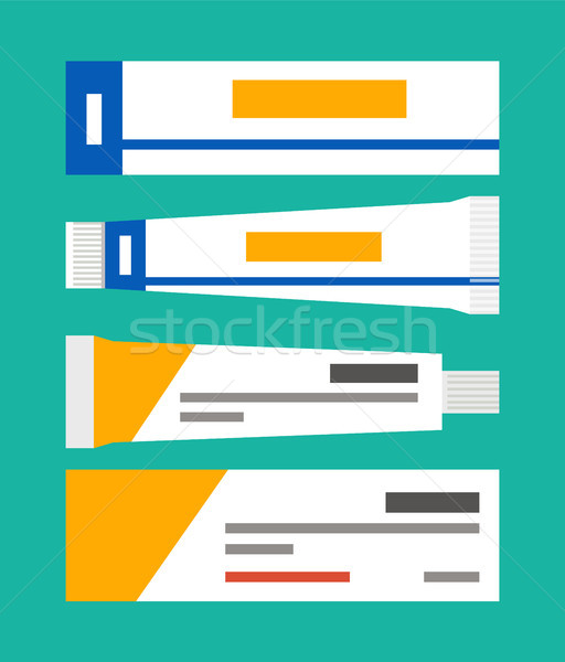 Stock fotó: Kenőcs · csövek · gyűjtemény · információ · csomagolás · szett
