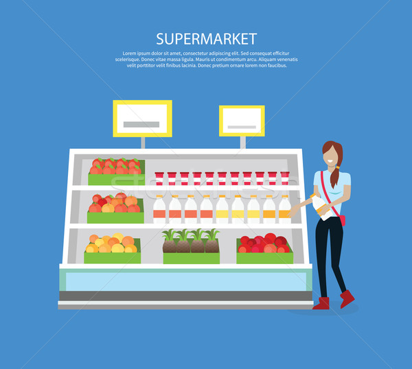 Oameni supermarket design interior cumpărături marketing piaţă Imagine de stoc © robuart