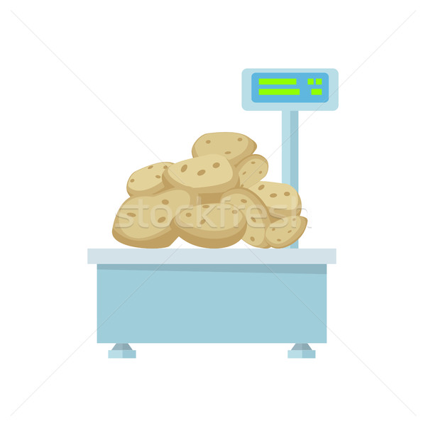 Tray with Potatoes on Store Scales Vector. Stock photo © robuart