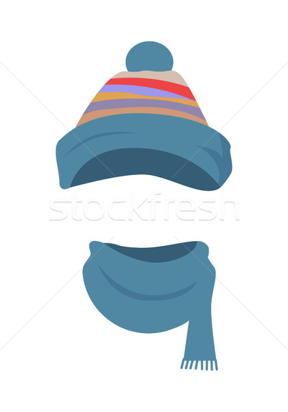 Hat. Colourful Striped Headwear and Twisted Scarf Stock photo © robuart