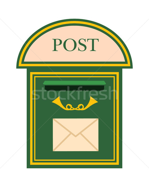 Stock foto: Wand · Metall · Mailbox · isoliert · Vektor · traditionellen
