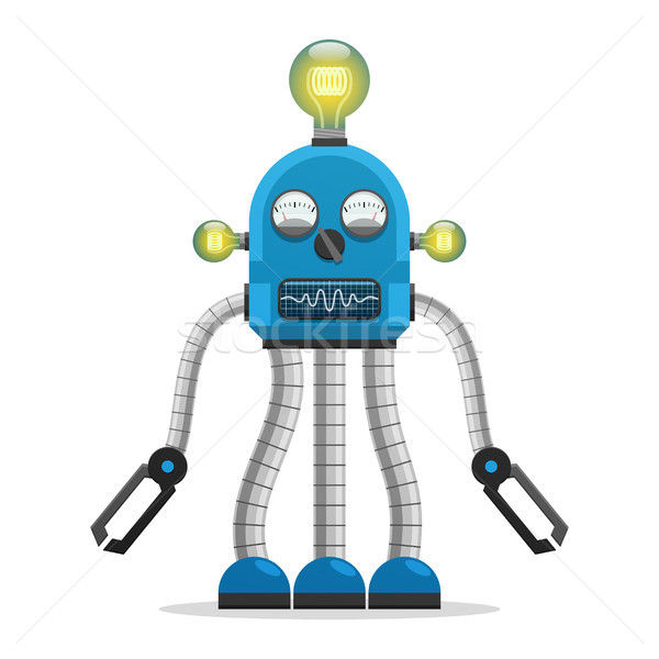 Robot żarówki ilustracja niebieski mowy moc Zdjęcia stock © robuart