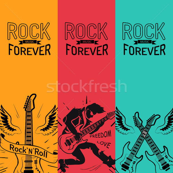 Stock foto: Rockmusik · für · immer · Set · kreative · farbenreich · Banner