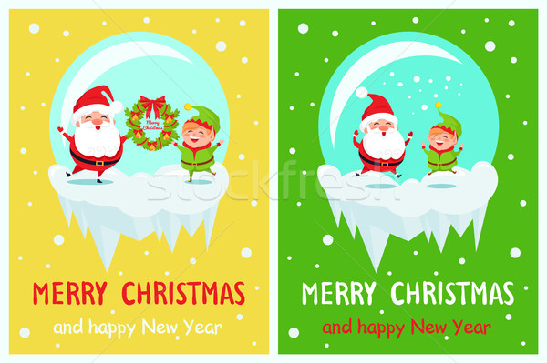 Carte postale joyeux Noël happy new year elf [[stock_photo]] © robuart