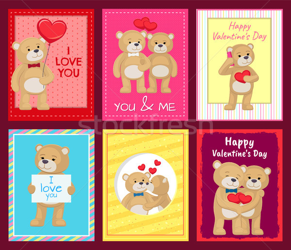 Bears on Festive Postcards for Valentines Day Stock photo © robuart