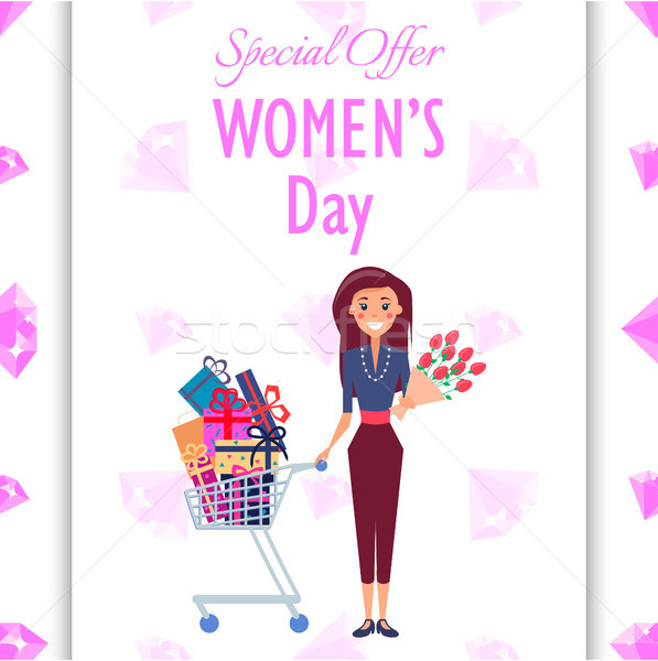 Oferta specjalna dzień kobiet jasne promo plakat promocji Zdjęcia stock © robuart