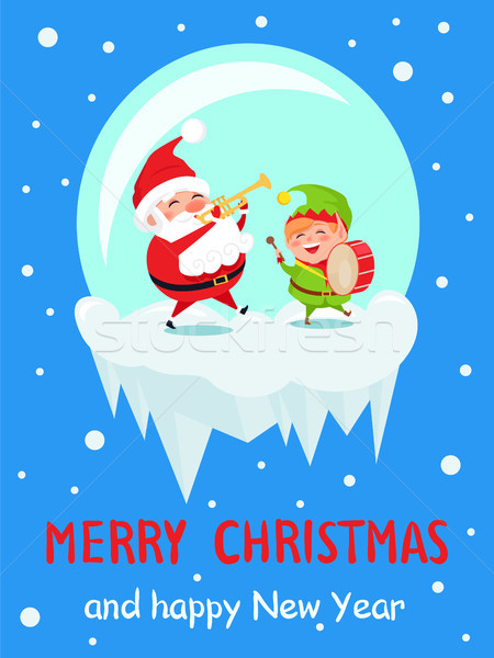 Merry Christmas and Happy New Year Music Poster Stock photo © robuart