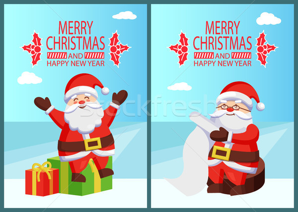 Merry Christmas Happy New Year Santa with Presents Stock photo © robuart